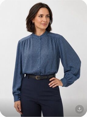 Uniqlo :C Volume Long Sleeve Blouse XL Leafy Print